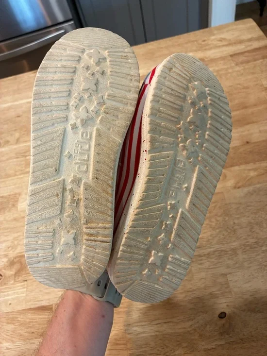 Hey Dude Kids Slip-On Sneakers in Red & Blue Star Print - Picture 4 of 5